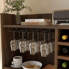 Wine Cabinet with 12 Wine Bottle Racks, 70'' Wine Bar Cabinet Bar Cabinet Tall with Storage, Modern WoodenTall Liquor Cabinet with Glass Holder for Home, Brown