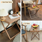 Folding TV Tray Table - Portable Side Tables with Removable Tray for Drink, Snack, Sofa End Table for Small Spaces, Living Room, Bedroom, Outdoor, Stable Stand for Camping, BBQ - Brown