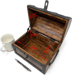 Nautical Cove Handmade Wooden Treasure Chest Storage Box – Deluxe Design with Real Leather Accents, Working Iron Lock & Skeleton Keys, Decorative Keepsake Chest (Medium - 10 x 7 x 7)