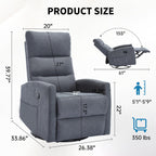 360° Swivel Rocking Chair for Nursery, Manual Glider Chair Nursing Chair with Side Pockets, Polyester Glider for Living Room, Heavy Duty Motion Mechanism, Gray