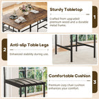 Kitchen Table Chairs Set of 4, 5-Piece Modern Dining Table Set | Kitchen Table and Chairs for Small Space with Upholstered Padded Chairs, Apartment, Rustic Brown