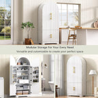 72" Tall Morden Kitchen Pantry Cabinet with 8 Door Shelves, Morden Storage Cabinet with 3 Adjustable Shelves, Hidden Drawer, Versatile Cupboard for Kitchen, Dining & Bathroom (Arched, White)
