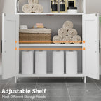 Homhedy Farmhouse Bathroom Storage Cabinet with Doors, Small Floor Cabinet | Toilet Paper Cabinet with Adjustable Shelf, Freestanding Storage Cabinet for Kitchen/Laundry/Living Room, 24"W, White