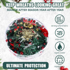 Shappy 4 Pieces Clear Christmas Wreath Storage Container 24 Inches Xmas Wreath Storage Bag Plastic Christmas Garland Container with Dual Zippers and Reinforced Handles for Xmas Seasonal (Clear)