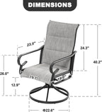 NUU GARDEN Patio Swivel Dining Chairs Set of 2, Outdoor Swivel Rocker Chairs with High Back Textilene Seat and Powder Coated Frame, for Lawn Porch Garden, Light Gray