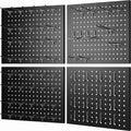 74PCS Pegboard Wall Organizer, 4 Pack Metal Pegboard Panels with 70 Hooks, 32" x 24" or 64" x 12" Black Peg Board for Walls, Garage, Craft Room, Cold-Rolled Steel