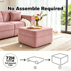 Corduroy Ottoman 30.3 Inch - No Assembly Needed Foot Rest Stool, Plush Sag-Free Cloud Boneless Ottoman for Living/Bedroom (Pink)