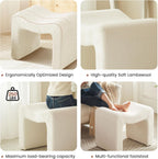 Ottoman Vanity Stool Chair Small Footstool Seating Backless Modern Foot Rest Teddy Velvet Ottoman for Makeup Room Living Room Bedroom Entryway,White (Single 1)