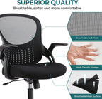 Home Office Chair Ergonomic Desk Chair Mesh Computer Chair Modern Height Adjustable Swivel Chair with Lumbar Support/Flip-up Arms, Black