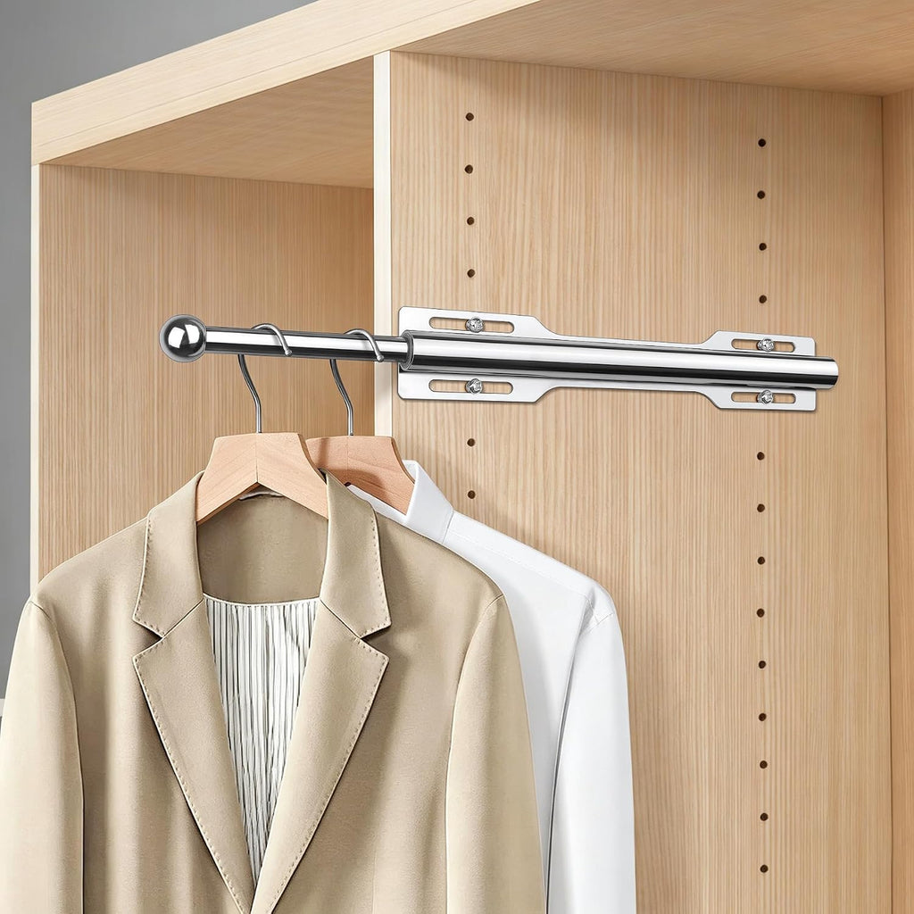 Valet Rod For Closet Pull Out, Heavy Duty Adjustable Valet Rod For Closet, Laundry Room, Bedroom, Bathroom (Chrome)