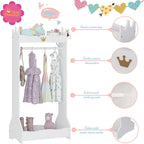 UTEX Kids Dress Up Storage, Kids' Costume Organizer Center, Open Hanging Armoire Closet, Kids Armoire with Rack for Toddler 3 Age+, White