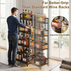 Hayexiha 4-Tier Stepped Freestanding Wine Rack, Large Capacity Liquor Cabinet with Anti-Fall Guardrails and Rounded Corners, Bottle Display Shelf & Mini Bar for Living Room, Home Bar, Kitchen Corner