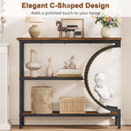 Hoctieon Console Table Set of 2, 3-Tier Industrial Entryway Table with Storage, Hallway Tables, Narrow Entrance Sofa Tables,Accent Tables with Shelves for Living Room, Foyer, Rustic Brown