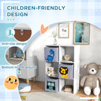 Toy Organizer, Toy Storage with 3 Storage Bins and Cute Animal Design, Toy Shelf for 3+ Years Old, White