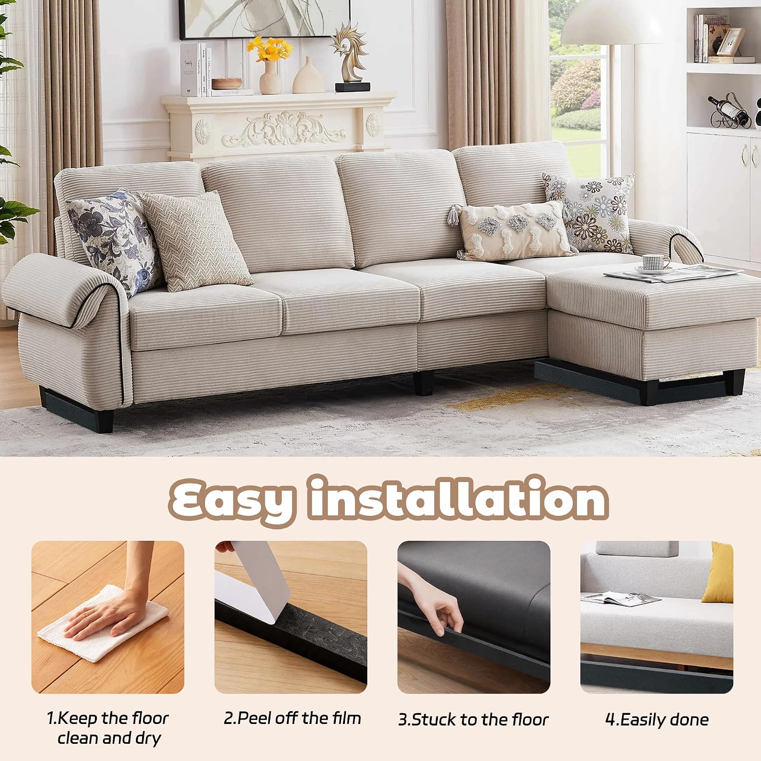 Under Couch Blocker, Couch Gap Filler - Cuttable, No-Residue, Toy Blockers for Under Furniture, Under Bed Blocker for Pets (1.2” H, 5 Pack, 80” Total)