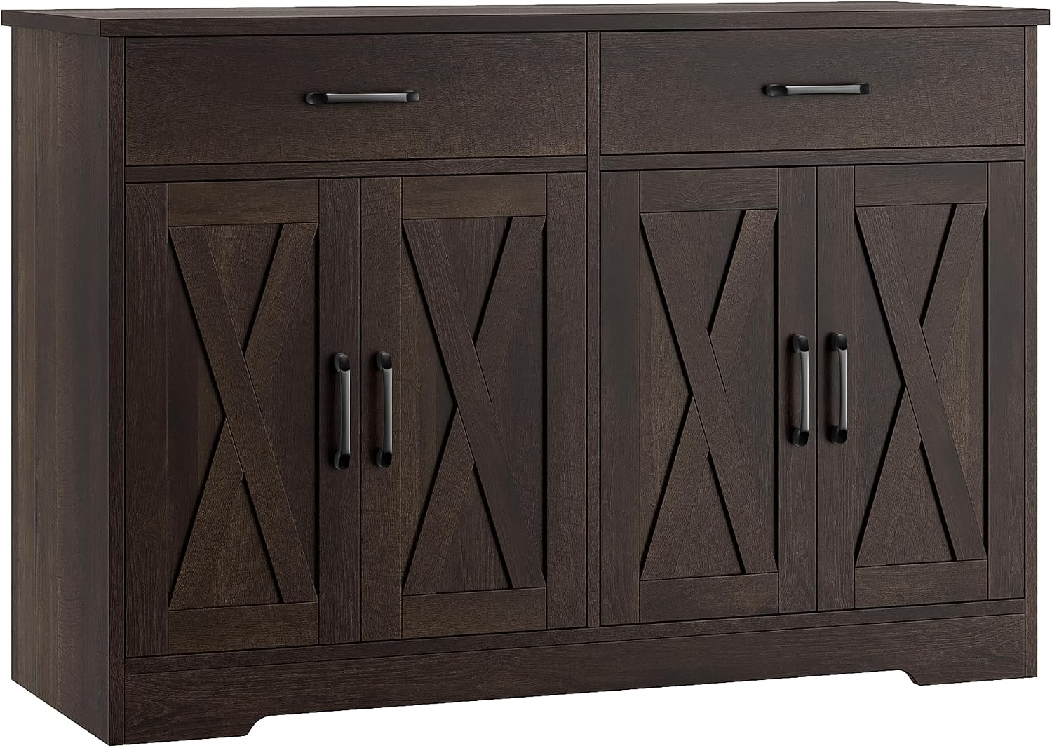HOSTACK 47" W Kitchen Sideboard Buffet Cabinet with Storage Drawers, Brown | Farmhouse Kitchen Storage Cabinet with Doors and Shelves, Coffee Bar Cabinet, Buffet Table for Living Dining Room
