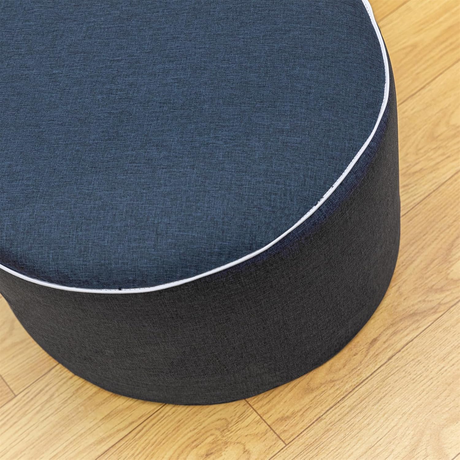 Outdoor Ottomans for Patio Pouf Waterproof Fade-Resistant Ottoman Foot Rest for Outdoor - Ottoman Chair Filled with High-Density All-in-One Foam, 20" D x 14" H Inches (Navy Blue, Round)