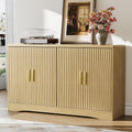 Memobarco 55" Modern Sideboard Buffet Cabinet with Storage, 4 Door Fluted Credenza Table Media Console Cabinet Entryway Cabinets with Adjustable Shelves for Living Room Kitchen, Wood
