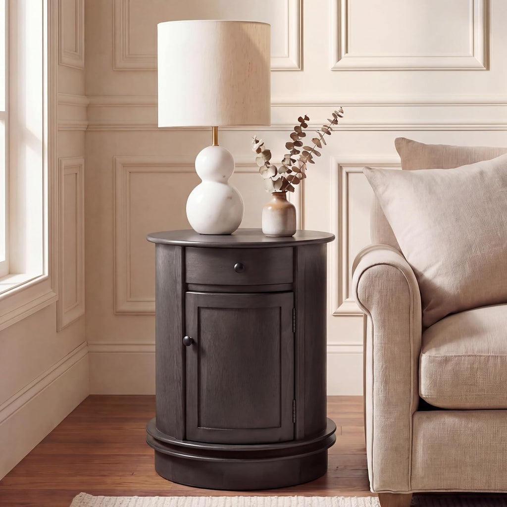 SAFAVIEH Furniture - Tabitha 1-Drawer Accent Table - Black - Solid Wood - Farmhouse Storage Design - Ideal for Living Room, Entryway, Home Office, 17.7"W x 17.7"D x 26"H - Fully Assembled (AMH5712H)