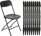 HealSmart 10 Pcs Folding Chairs with Leather Padded Cushion Seats, Back & Sturdy Metal Frame, Stackable, Portable, Commercial Event Seat, Indoor Outdoor for Parties, Home Event, Office, Black
