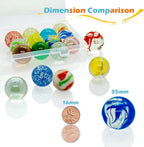 Taken All 18 Pcs 35mm Large Glass Marbles, 1.38 Inch Playing Glass Shooters Colorful Assorted Marbles for Classic Ring Game, Home Decoration, Vase Fillers - Ideal for Kids, Adults, Family, Party