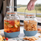 [NEW] 2 Pack Square 1.5 Gallon Glass Jar with Hinged Airtight Lid, Large Mason Jars Wide Mouth with Handle, Glass Storage Containers with Non-slip Base for Pantry, Laundry Room, Flour, Rice, Dog Treat