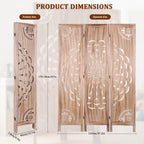 67 inch Wooden Slat Room Dividers Folding, 3 Panel Foldable Boho-Styled Space Wood Wall Divider, Screen Room Divider for Home Office Decor Privacy Separation
