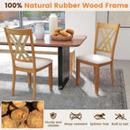 Giantex Wooden Dining Chairs Set of 2, Linen Fabric Upholstered Kitchen Chair w/Rubber Wood Frame, Wide Padded Seat, Curved Cross Back, Farmhouse Side Chairs for Dining Living Room Restaurant