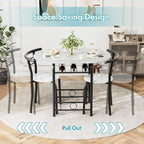 Flamaker Dining Table for 2, 3 Piece Round Table & Chair Set, Small Kitchen Table for Breakfast Nook, Wood Grain Tabletop & Built-in Storage Rack, Space Saving for Kitchen, Dining Room (White & Black)