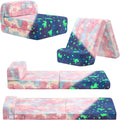 Tiita Folding Sofa Bed for Kids, Toddler Fold Out Couch Bed with Removable Cover, Kids Futon Sleeper Chair Folding Beds Mattress for Children Room, Living Room, Guest Room,Colorful