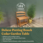 All Things Cedar Deluxe Potting Bench, Outdoor Garden Workstation Table, 24" D x 47.5" W x 61" H