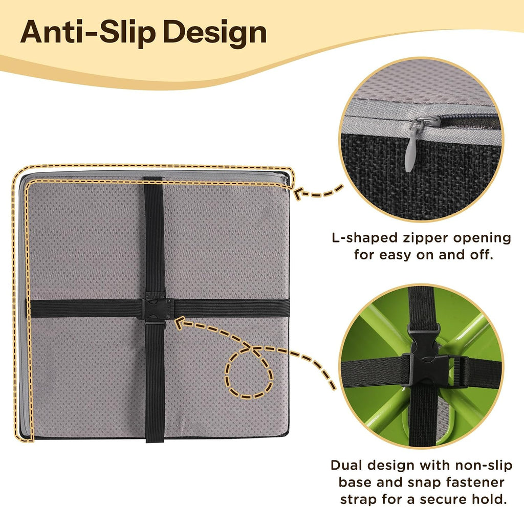 2.5" Thick Bar Stool Cushions with Ties Non-Slip 12"X12" Square Bar Stool Cushion with Machine Washable Cover Set of 4 Indoor Small Chair Pads for Cafe Bistro Stackable Metal Chair Black