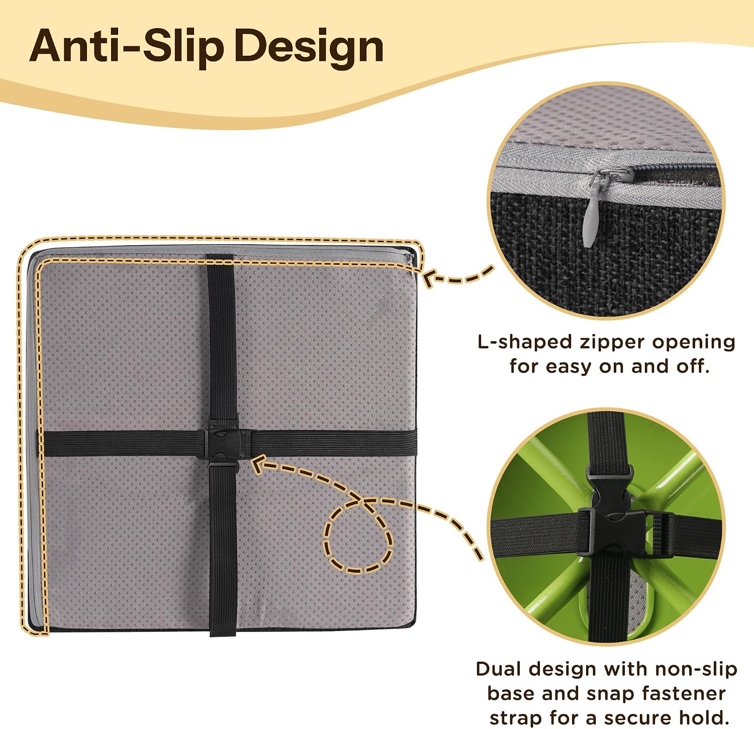 2.5" Thick Bar Stool Cushions with Ties Non-Slip 12"X12" Square Bar Stool Cushion with Machine Washable Cover Set of 4 Indoor Small Chair Pads for Cafe Bistro Stackable Metal Chair Black