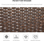 Patio Dining Chairs, Stackable PE Rattan Wicker Outdoor Dining Chairs with Cushion Armrests Backrest, Blue Patio Chair Garden Chair for Backyard Patio Balcony Dining Seating