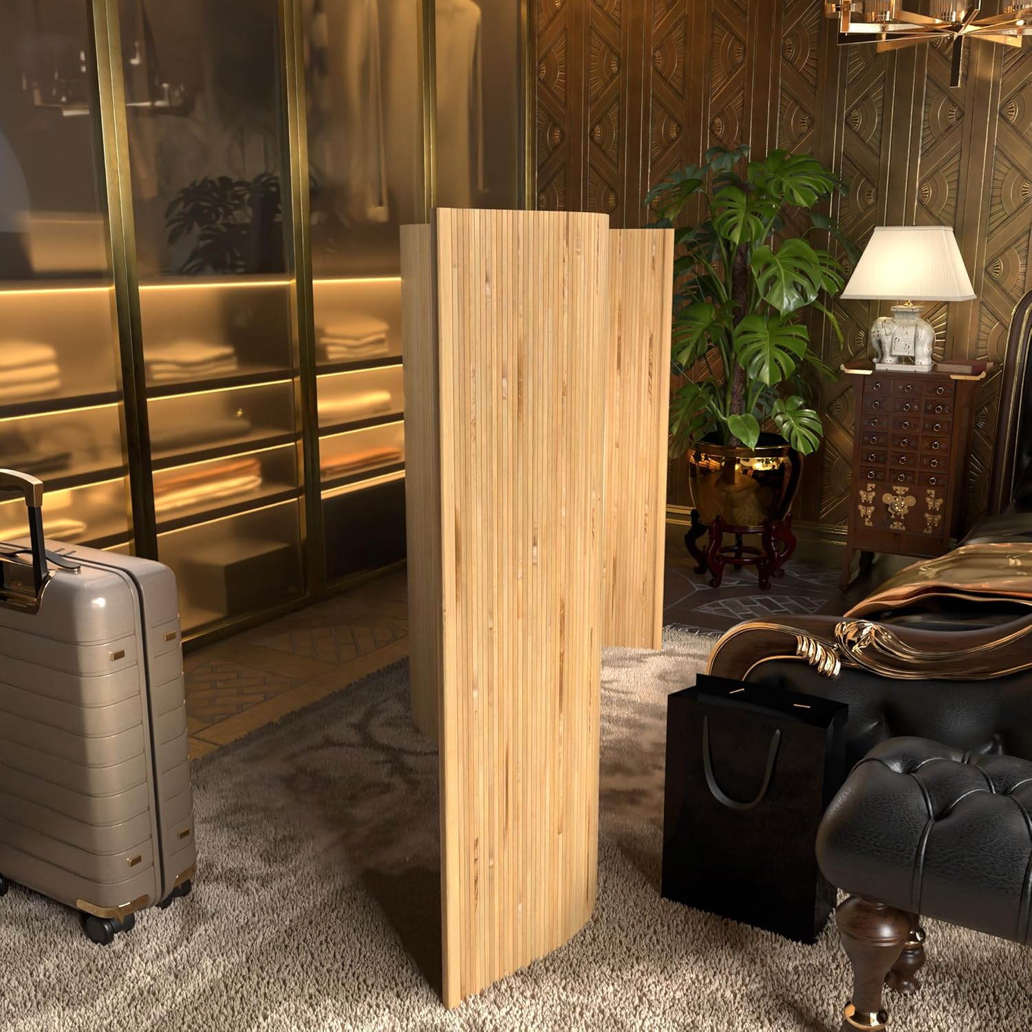 4 ft. Tall Reversible Bamboo Wave Screen - Burnt Bamboo