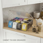 Tea Bags Organizer: Extra Large Tea Bag Holder with Lid - Drink Packets Organizer for Cabinet, Counter, Countertop, TeaBag Holder for 16 Different Types (Large)