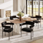STHOUYN Modern Black Dining Chairs Set of 4 for Kitchen & Dining Room, Boucle Dining Chair with Arms, Barrel Dinner Chairs with Metal Legs & Curved Backres (4PCS, Black)