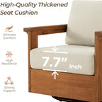 CHITA Patio Acacia 360° Swivel Chair, Outdoor Furniture with 7.7” Thickened Cushions Acacia Wood Frame, Fully Assembled