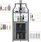 Alkmaar Corner Wine Cabinets, Bar Cabinets with Glass Shelves, Sideboards and Buffet Cabinets with Shelves, with Anti-Tipping Device (Grey)