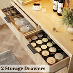 71" Pantry Cabinet,Tall Kitchen Pantry Storage Cabinet with Charging Station and LED Light,Fluted Freestanding Food Storage Cabinet,Farmhouse Kitchen Hutch with Storage Drawers for Living Dining Room