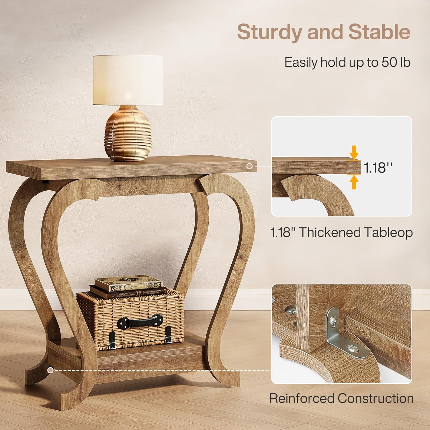 Tribesigns Narrow End Table with Storage, 2-Tier Wooden Side Table for Small Spaces, Slim Nightstand Bedside Table for Living Room & Bedroom, Rustic Brown, 23.6 Inch (1, Brown)