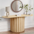 59'' Fluted Console Table for Entryway, Narrow Console Table Wooden Sofa Tables Behind Couch, Modern Curved Accent Table for Hallway, Living Room, Entrance, Foyer (Natural)