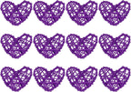 MECCANIXITY 12Pcs Heart Shaped Rattan Ball Vase Filler Natural Rattan for Valentine's Day Decoration Wedding Home Decoration Light Purple 2.36 in