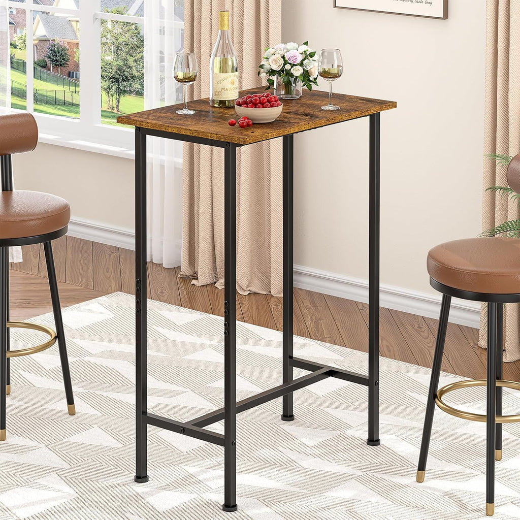 DAOUTIME Bar Height Table, Compact Bar Table, Counter Height Kitchen Dining Table for Apartment Breakfast Nook Home Bar, Sturdy Metal Frame, Small Console Table for Narrow Spaces