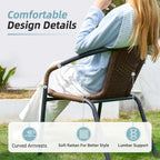 Amopatio Outdoor Dining Chairs Set of 4, Stackable Outdoor Patio Chairs, Rattan Wicker Patio Chairs Set of 4, for Porch, Deck, Garden, Poolside, Yard, Bistro, Restaurant, Brown