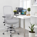 Office Drafting Chair, Tall Height Adjustable Ergonomic Office Chair with Footrest, High Back Desk Chair with Flip-up Armrests and Lumbar Support