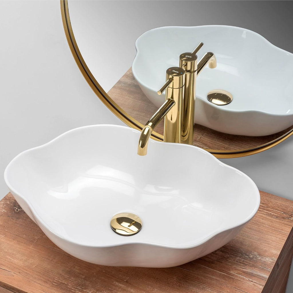 Rea Pearl Bathroom Sink Made of Ceramic Pearl-white-REA-U0265, White