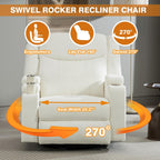Power Swivel Rocker Recliner Chair with Heat and Massage, Adjustable Headrest, Cup Holder & Armrest Storage, Oversized Extra Wide Reclining Rocking Chairs for Nursery and Adults