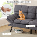 Opoiar Futon Sofa Bed Convertible Memory Foam Foldable Couch Modern Sleeper Loveseat with Adjustable Armrests&Backrests for Small Spaces Office Studio Apartment Dorm Game Room