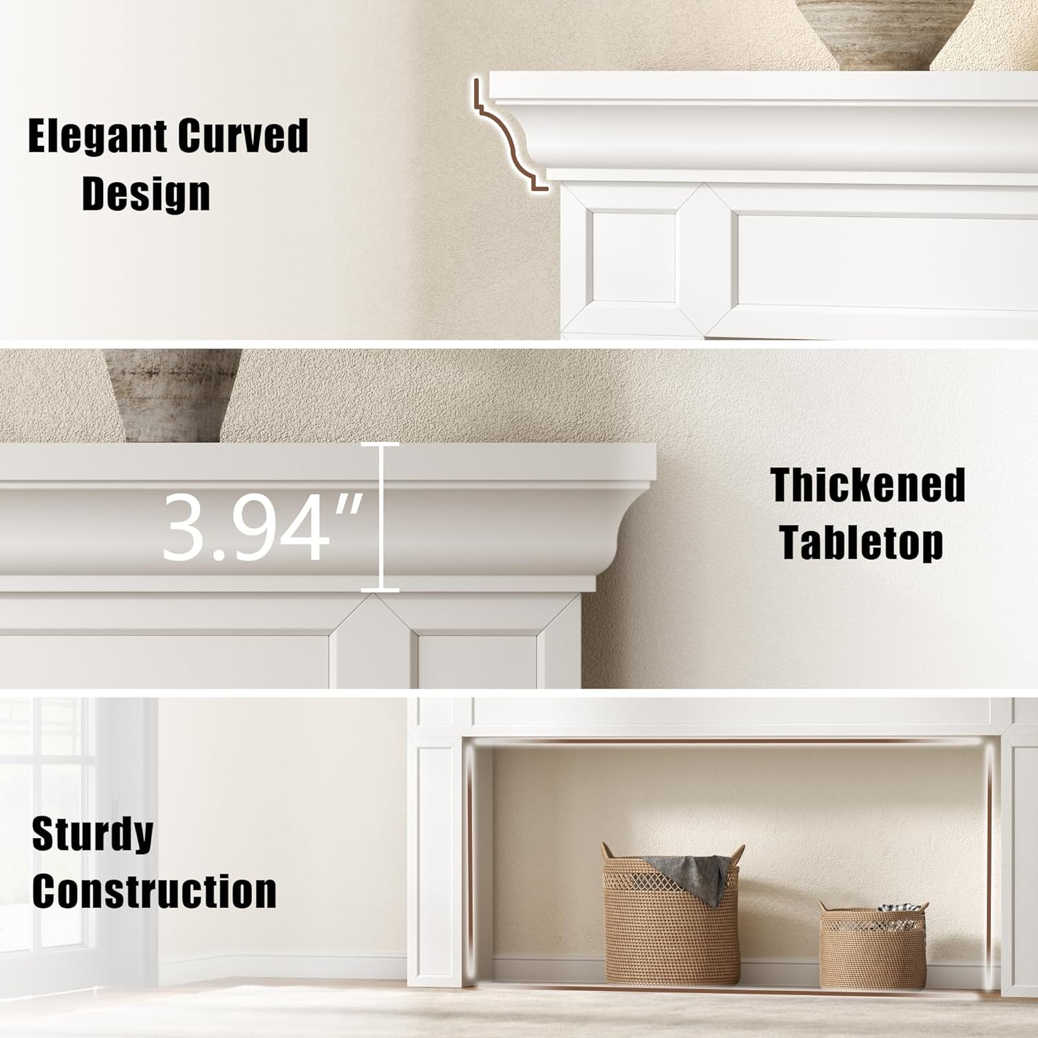 Loomie 63" Long Console Tables for Entryway, Modern Rectangular Sofa Table Behind the Couch, Narrow Long Entry Accent Table for Living Room, Entrance, Hallway, Foyer (White)